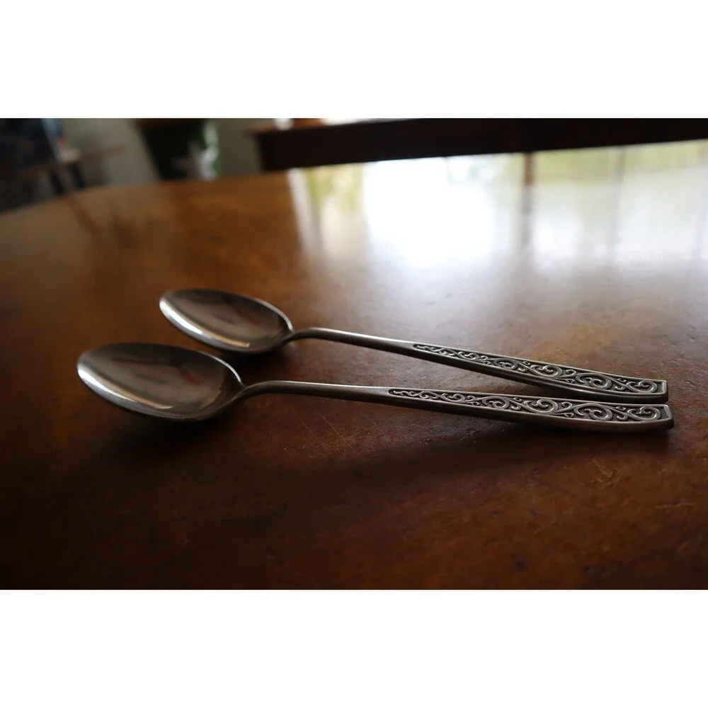 Lot 2x Imperial International IIC DAVOS Stainless Solid Serving Spoons 8.7